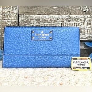 Authentic KATE SPADE Stacy Bay Street Leather Bifold Alice Blue GUC!